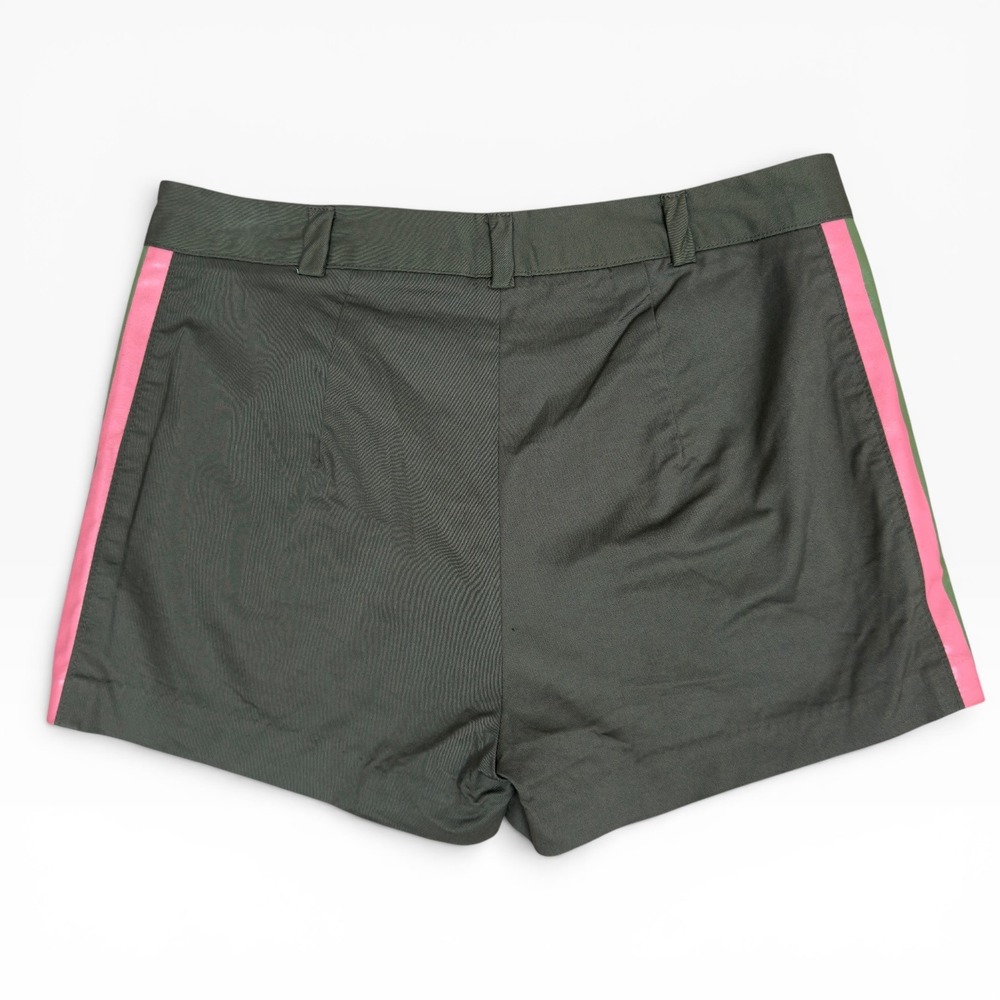 Le Superbe Racing Stripe Shorts Women 6 Olive Green Multi Color Side Tape Cotton - Picture 2 of 8